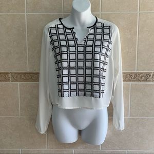1 State midnight Soirée black white sequin top NWT